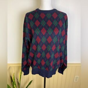 Vintage Giorgio di Firenze Italy Argyle Sweater XL Wool Blend Grampacore School